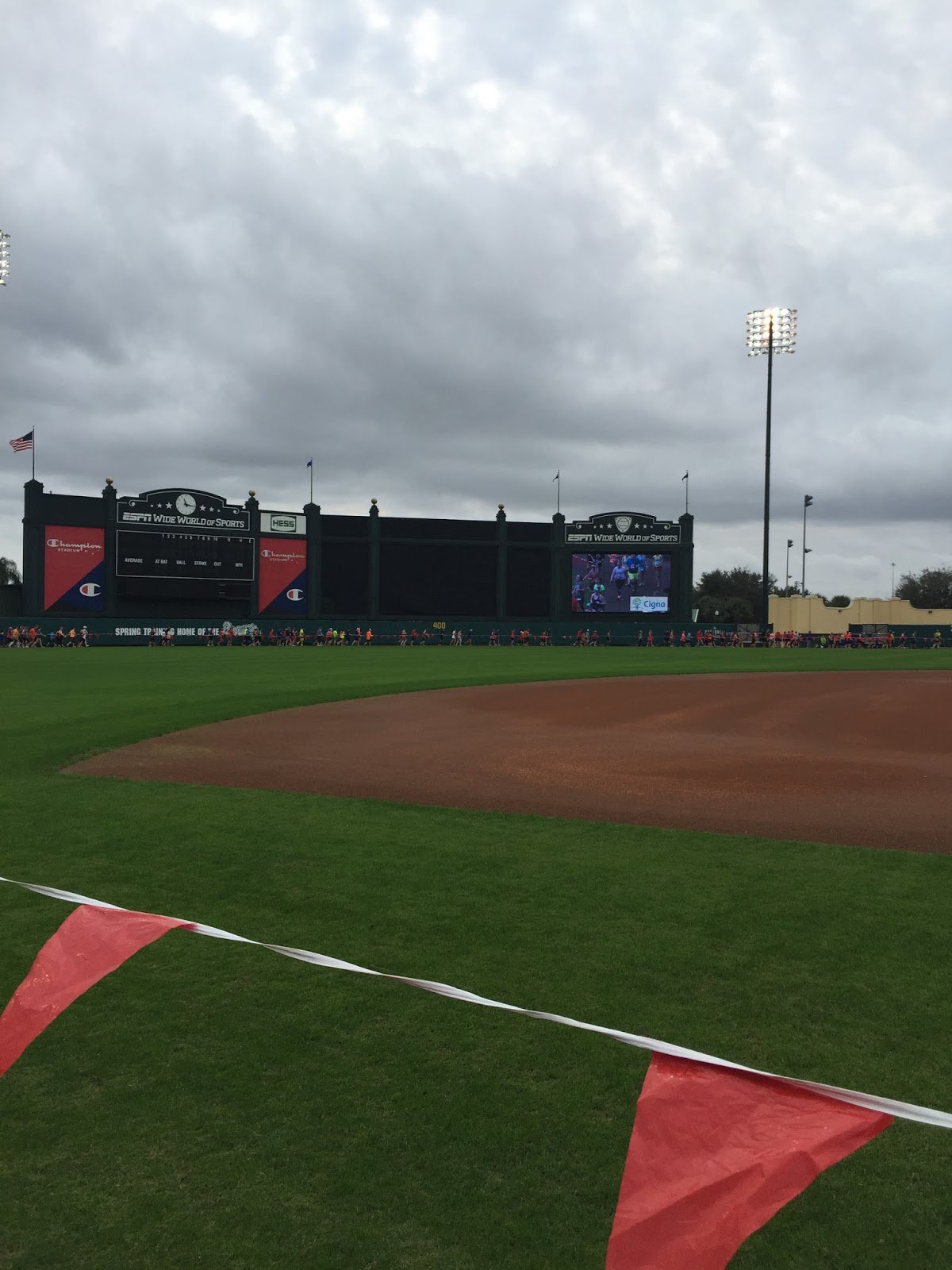 Dopey Challenge Mickey Marathon 2016 Running around the baseball field