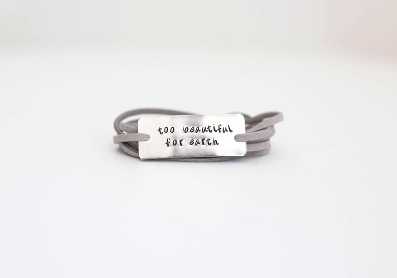 Etsy Too beautiful for earth stamped bracelet