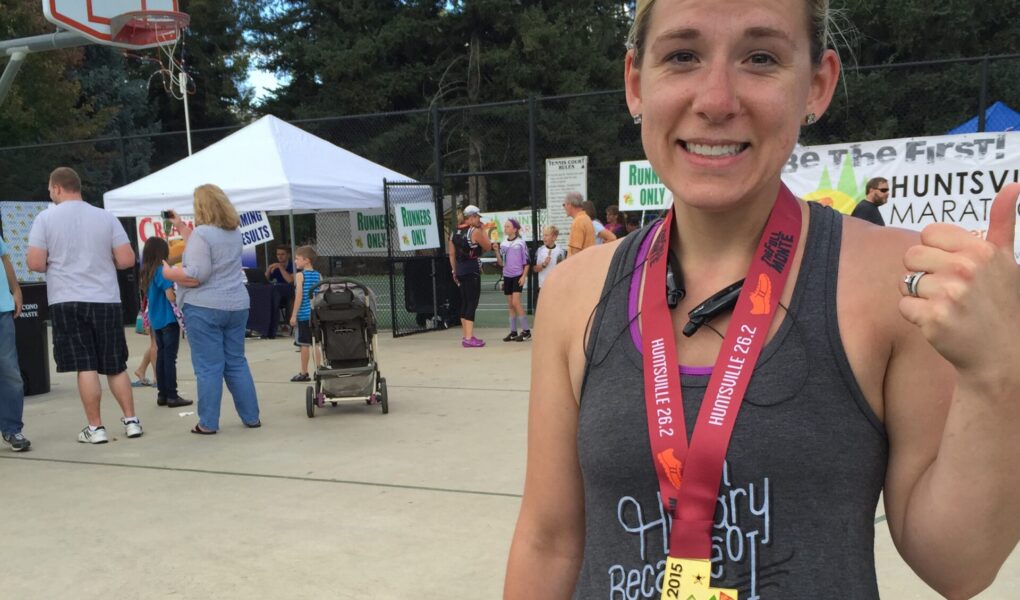 finished running the Huntsville marathon 2015