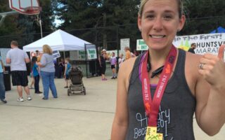 finished running the Huntsville marathon 2015