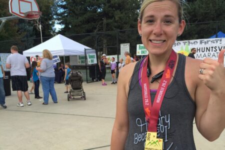finished running the Huntsville marathon 2015
